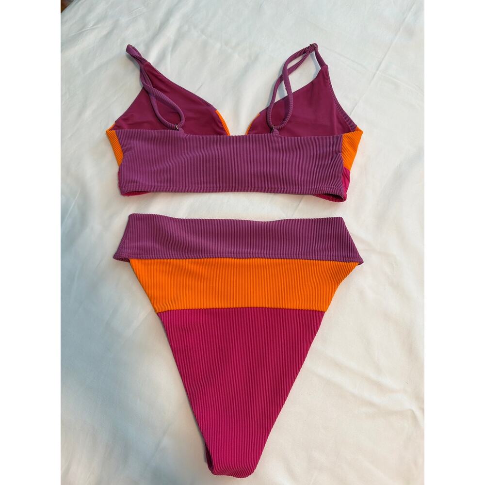 Beach Riot Anthropologie Alexis Colorblock Bikini Set SZ Top-M Bottom-S - Picture 3 of 10